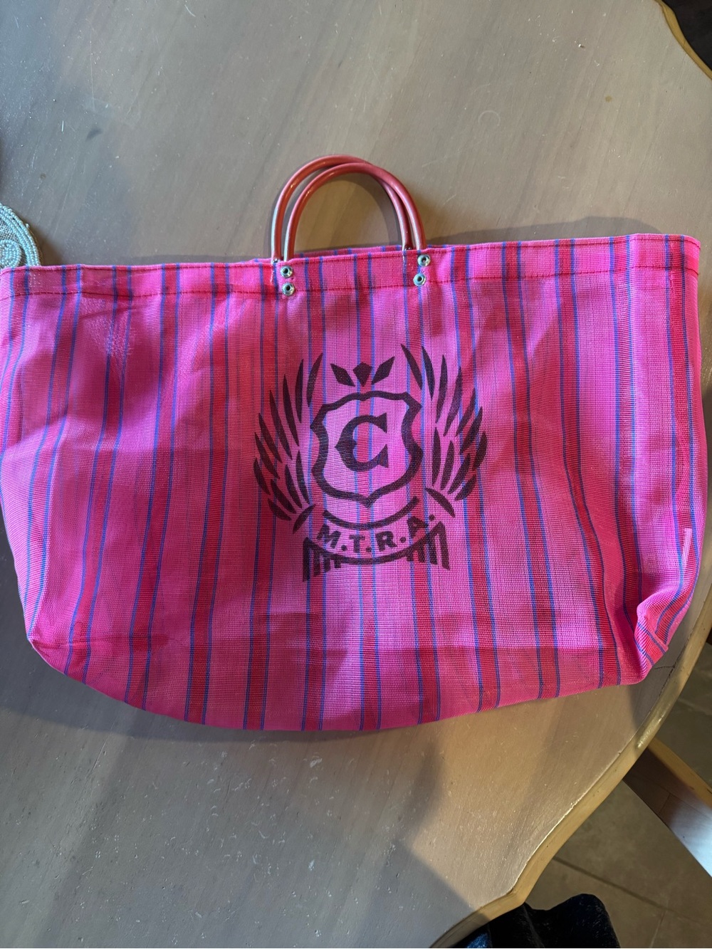 Consuela Pink Striped Crest Tote